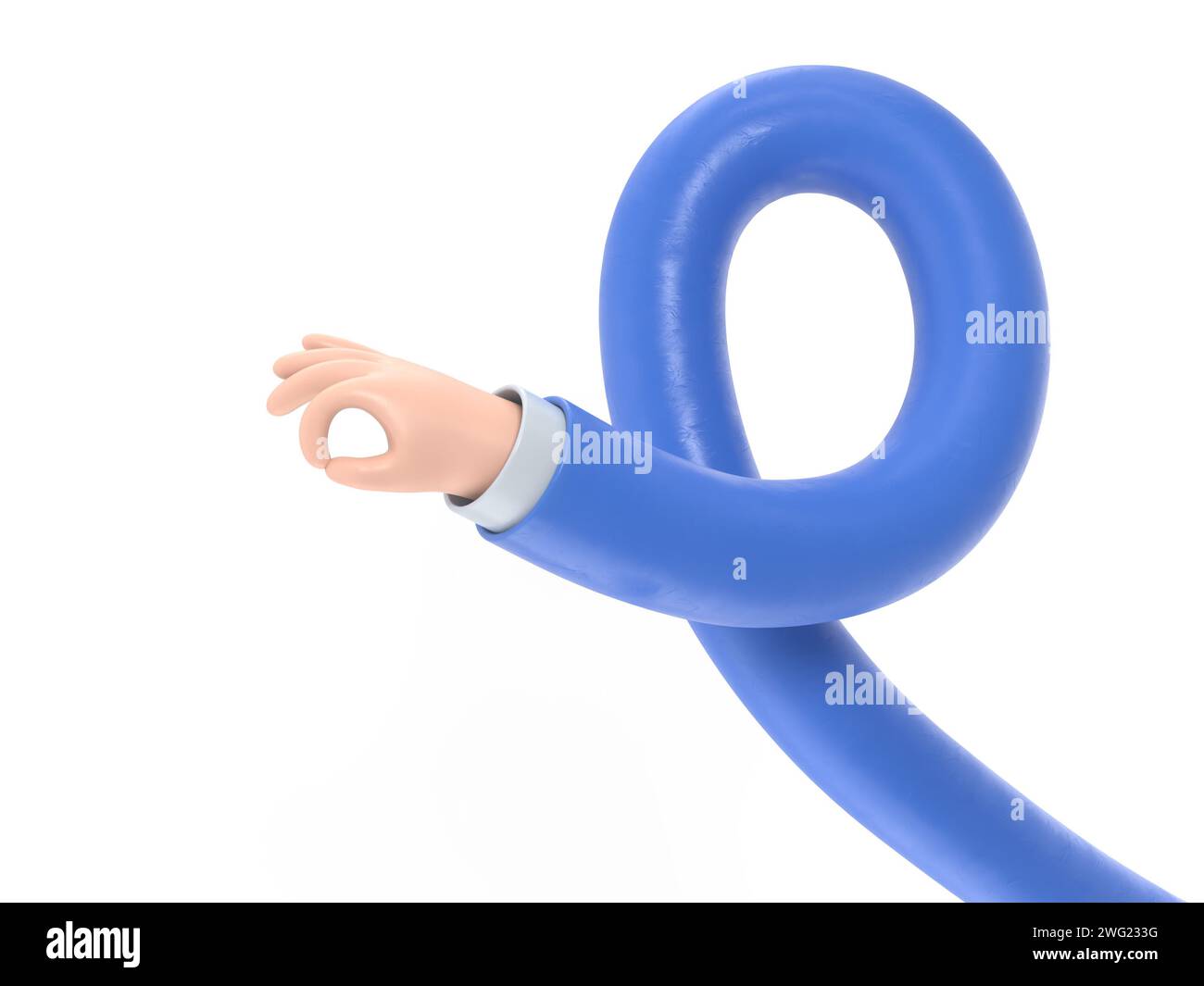 Cartoon Gesture icône Mockup.cartoon personnage homme d'affaires mains des gestes assortis : OK. Rendu 3D sur fond blanc.concept de bras longs. Banque D'Images