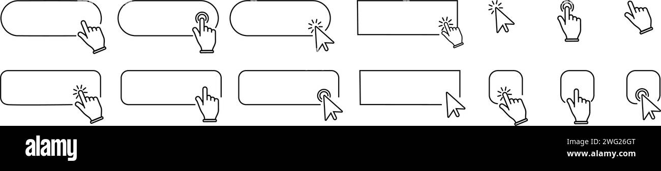 Cliquez sur le bouton vide et cliquez sur le pointeur. Cliquez sur le bouton définir le curseur avec le pointeur de la main. Illustration de Vecteur