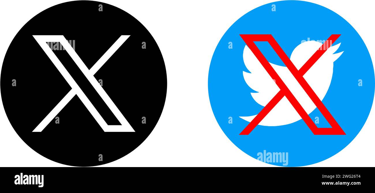 Twitter nouveau logo . Icônes Twitter. Logo Twitter X. Twitter change logotype. Illustration de Vecteur