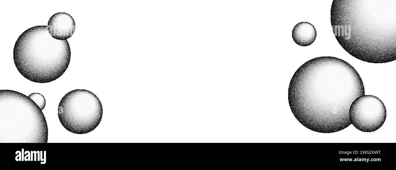 Sphères de boules de grain fond. Black Noise Dots bulles de savon 3D. Vecteur en pointillés Illustration de Vecteur