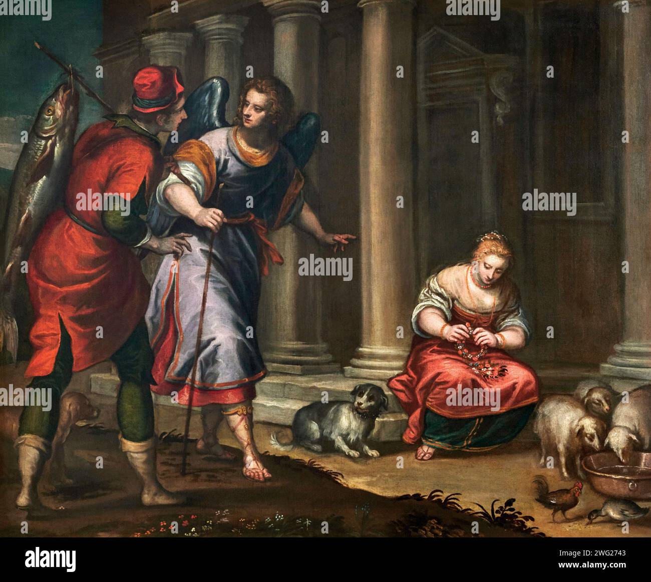 Tobia e l’angelo - olio su tela - Alessandro Maganza - XVII secolo - Montichiari (BS) Museo Lechi Banque D'Images