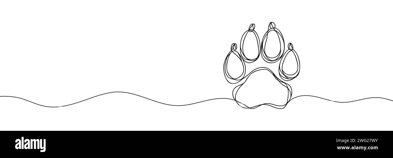 Dessin continu d'une ligne d'une illustration de paw pad.vector. Illustration de Vecteur
