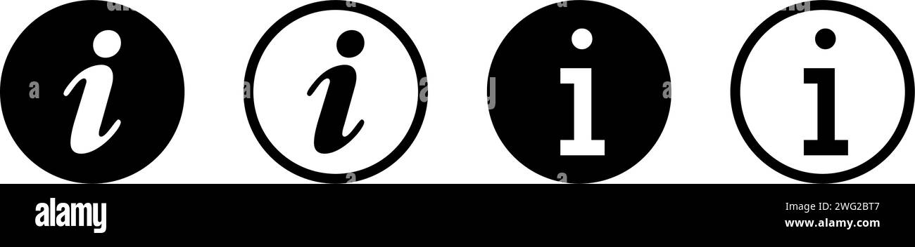 Icônes d'informations définies. Collecte d'icônes d'informations. Bouton INFO. Symbole info style plat - vecteur stock. Illustration de Vecteur