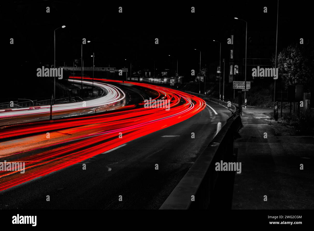 Lightpainting en version noir et blanc Banque D'Images