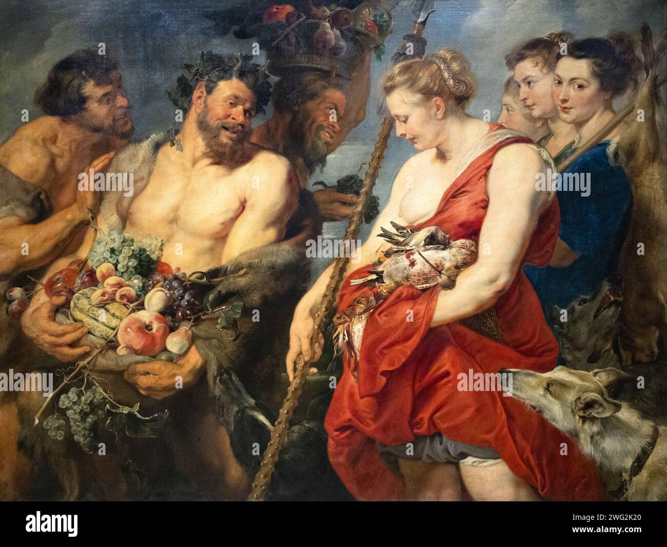 Pierre Paul Rubens et Frans Snyders peinture, 'Diana revenant de la chasse', c.1623, huile sur toile ; peinture d'histoire d'une scène mythologique. Banque D'Images