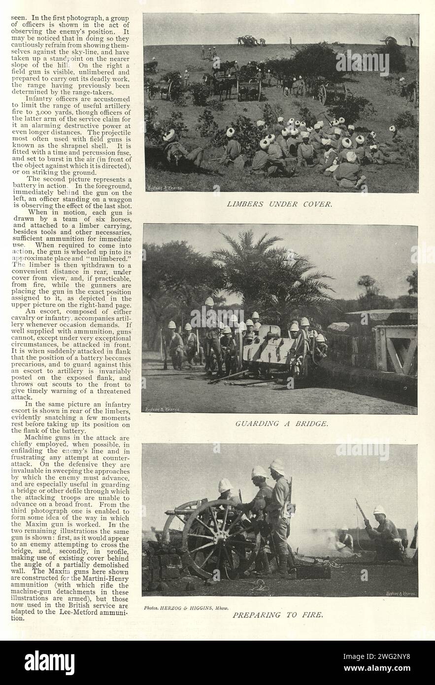 Image vintage Histoire militaire soldats de l'armée britannique utilisant la mitrailleuse Maxim, Guerre, années 1890 19e siècle Banque D'Images