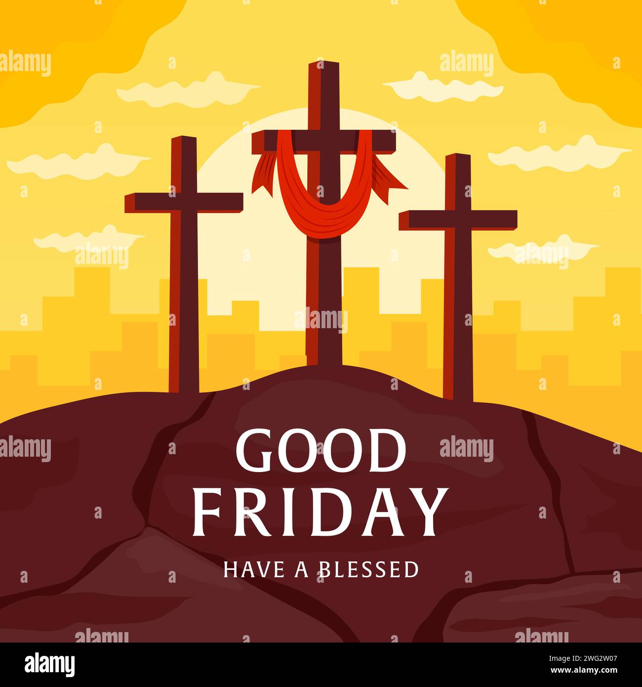 vector good friday sur l'illustration de fond de coucher de soleil Illustration de Vecteur