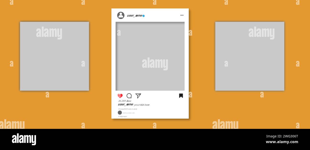 Poste de carrousel d'interface sur le réseau social, concept de conception de maquettes de cadres de photos de médias sociaux, post de flux instagram Illustration de Vecteur