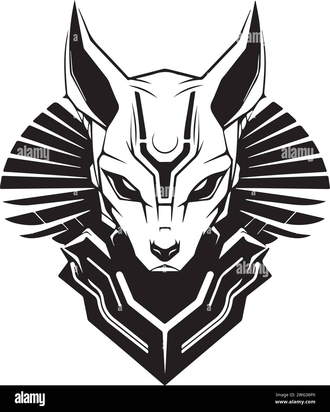 Modèle de logo strict moderne de chat abstrait ou de tête de sphinx. Illustration vectorielle de chat ou sphinx pour impression, affiche ou logo. Illustration de Vecteur