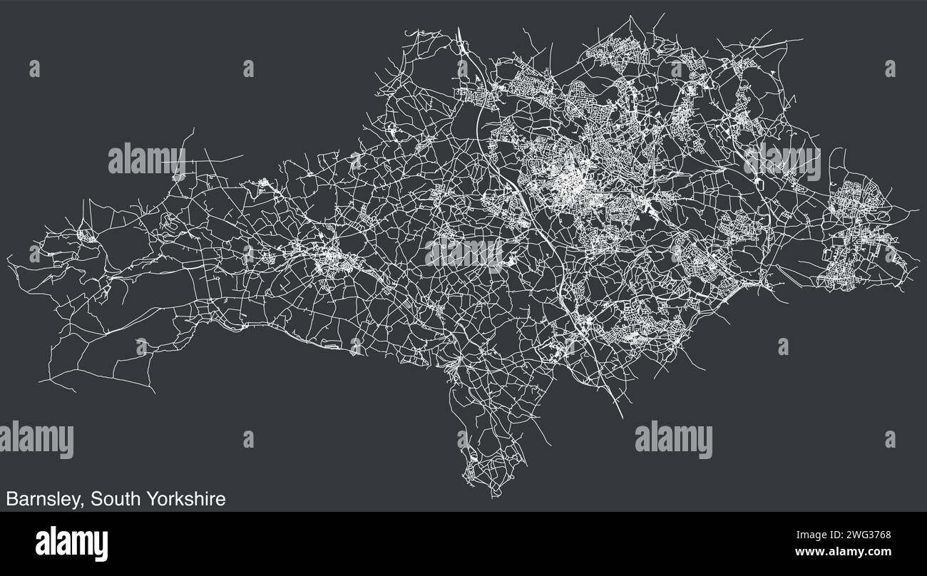 Carte des rues de l'ARRONDISSEMENT MÉTROPOLITAIN DE BARNSLEY, SOUTH YORKSHIRE Illustration de Vecteur