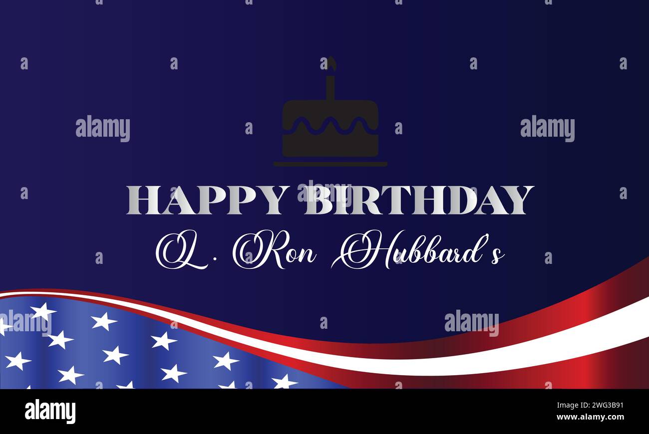 L. Ron Hubbard's Birthday Stylish Text Design Illustration de Vecteur