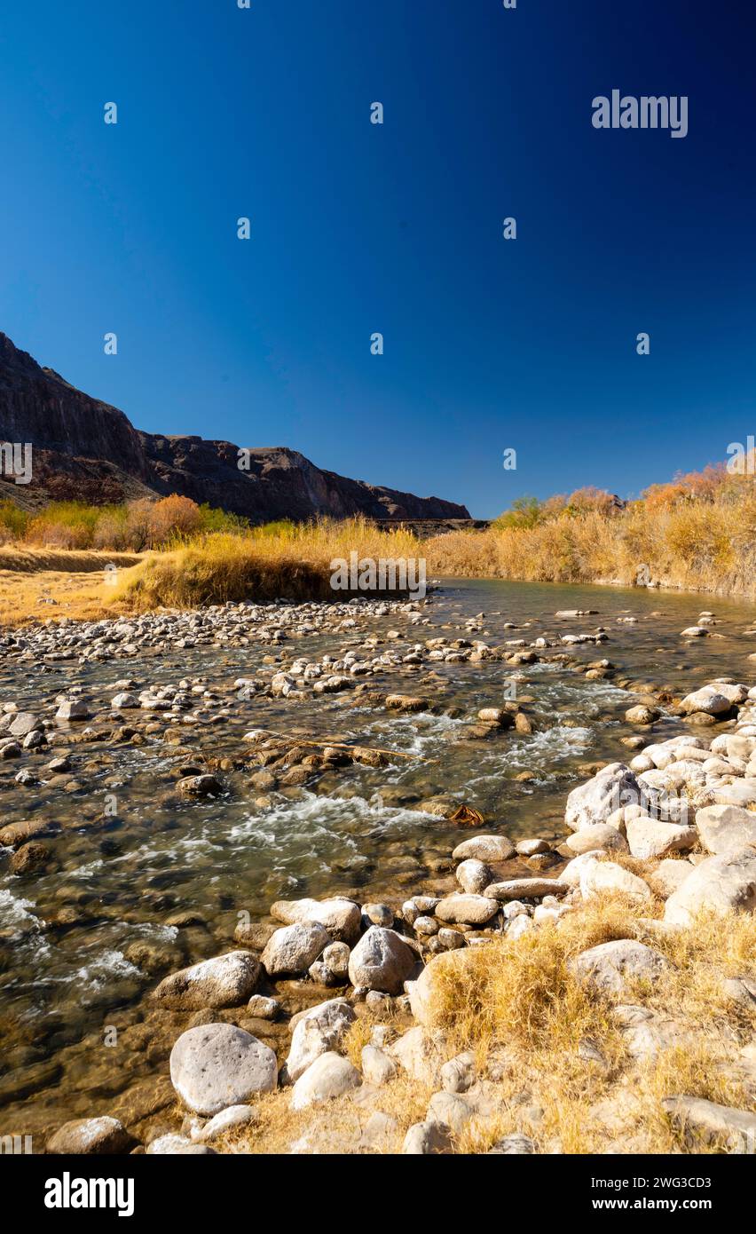 Accès à la rivière la Cuesta. Le long de la frontière, Big Bend Ranch State Park, Texas, États-Unis. Banque D'Images