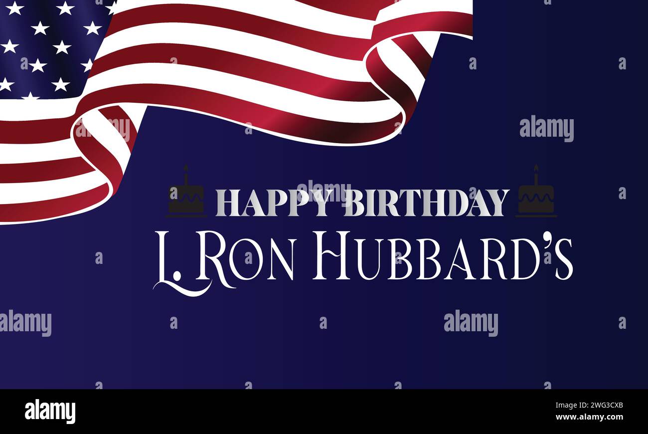 L. Ron Hubbard's Birthday Stylish Text Design Illustration de Vecteur