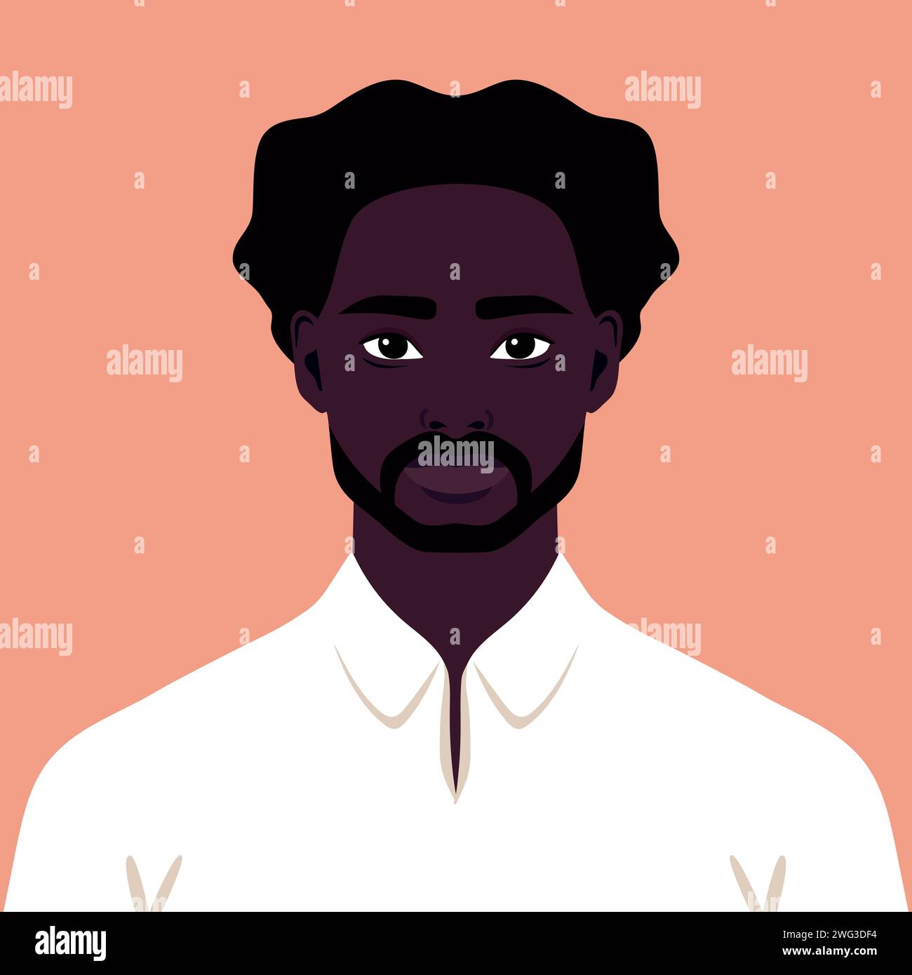 Portrait d'un jeune homme africain avec barbe. Un homme abstrait ou un étudiant. Illustration vectorielle Illustration de Vecteur