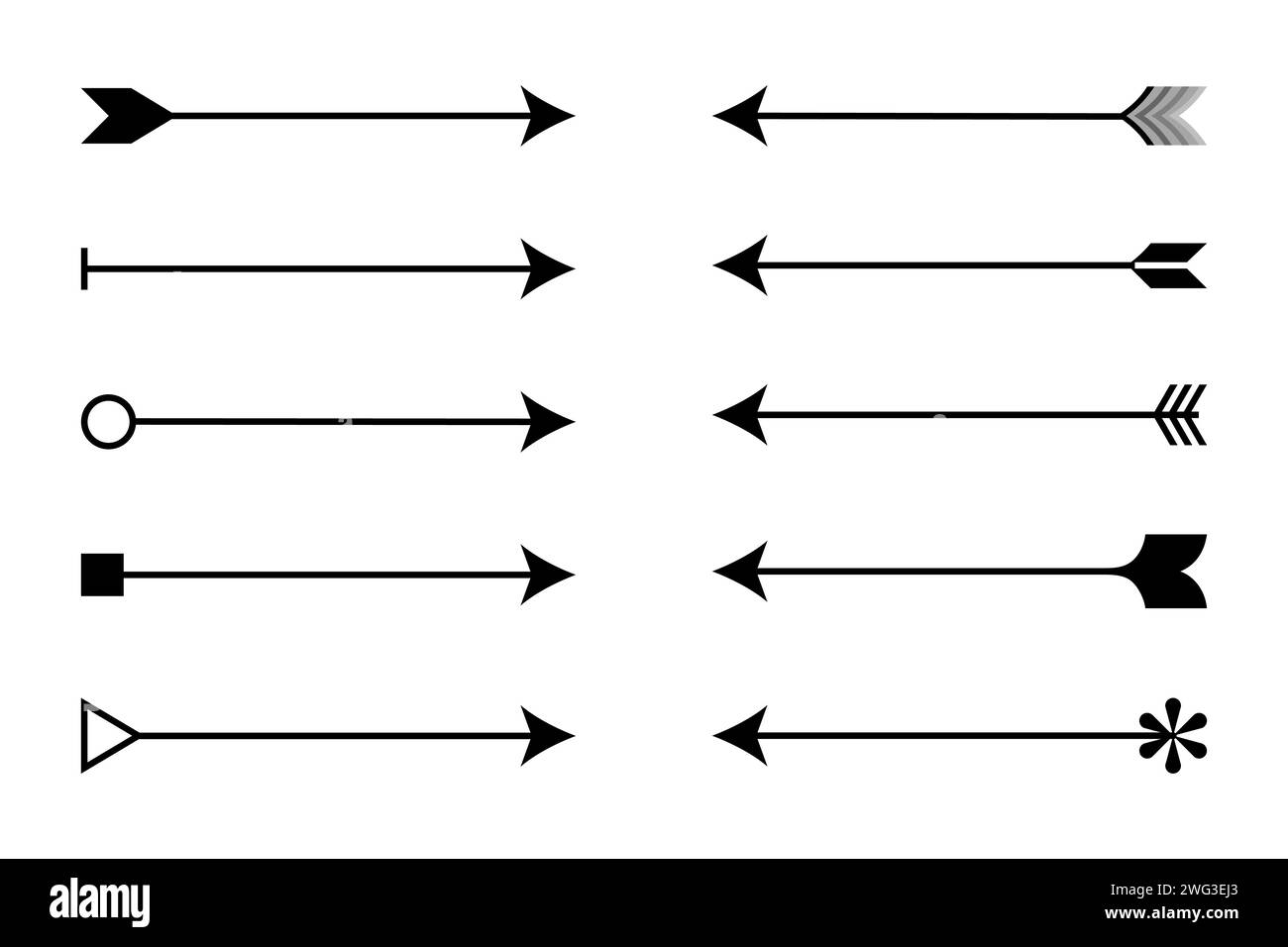 Flèches définies, flèches en arc. Vecteur symbole Archer. Illustration de Vecteur