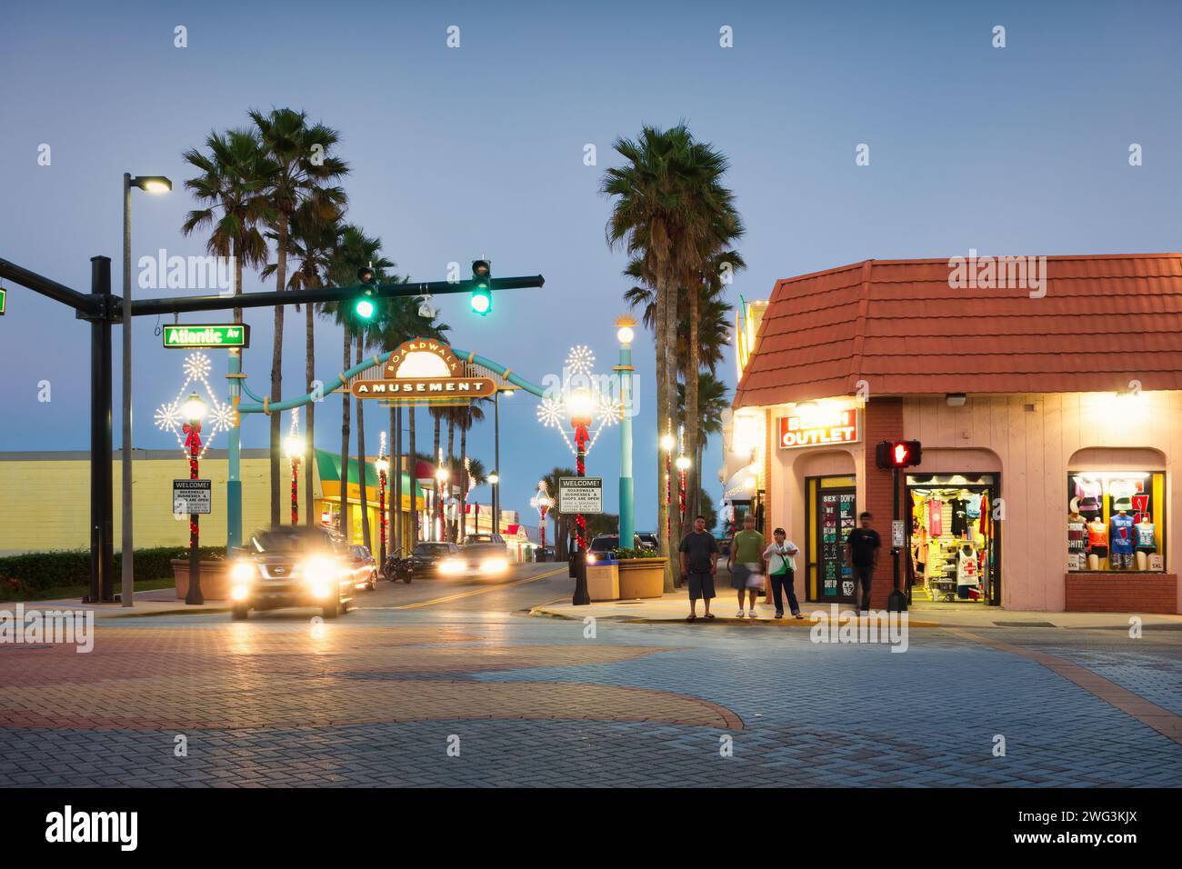 Zone d'attractions Boardwalk à Daytona Beach, Floride, États-Unis Banque D'Images