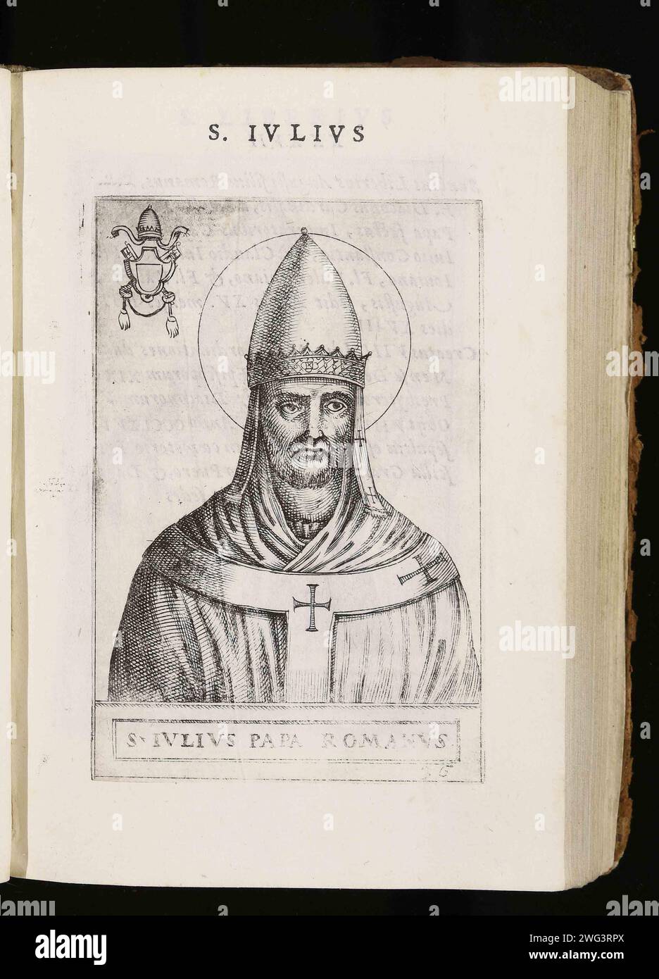 Une gravure de 1580 du pape Jules Ier qui fut pontife de AD 337 à AD352. Il était le 37e pape. Banque D'Images