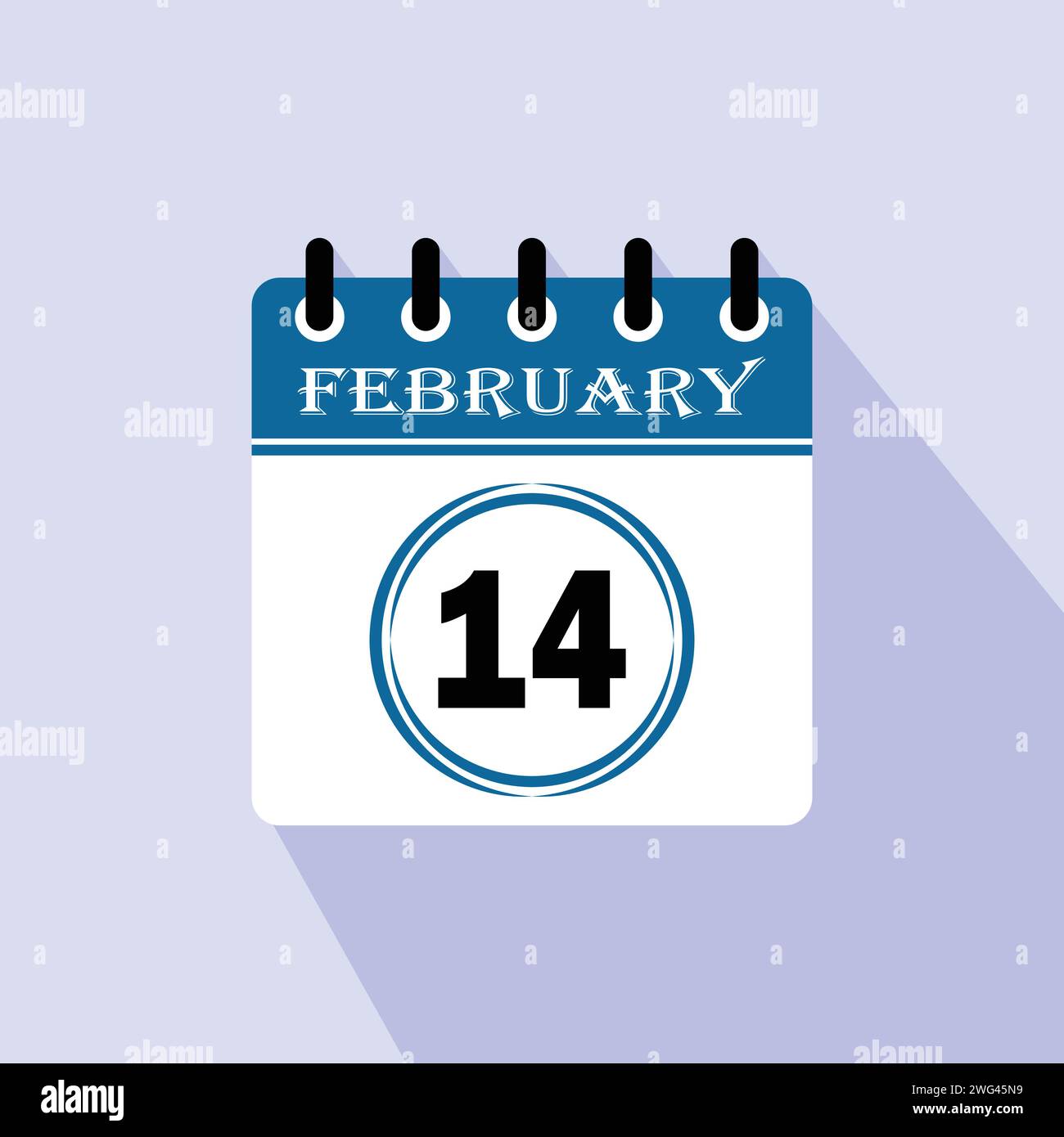 ICON calendrier jour - 14 février. 14e jours du mois, illustration vectorielle. Illustration de Vecteur