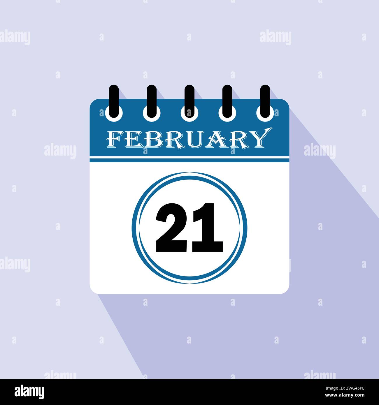 ICON calendrier jour - 21 février. 21e jours du mois, illustration vectorielle. Illustration de Vecteur