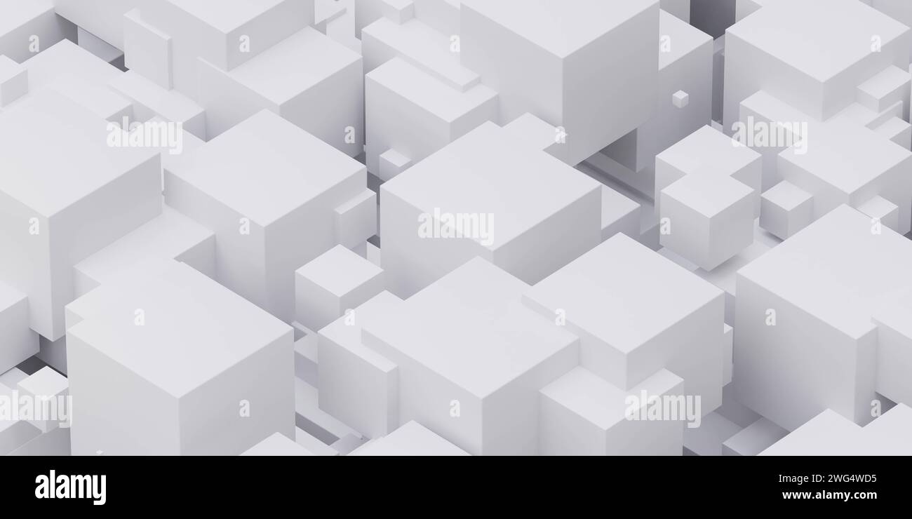 Groupe de cubes blancs suspendus dans l'air Banque D'Images