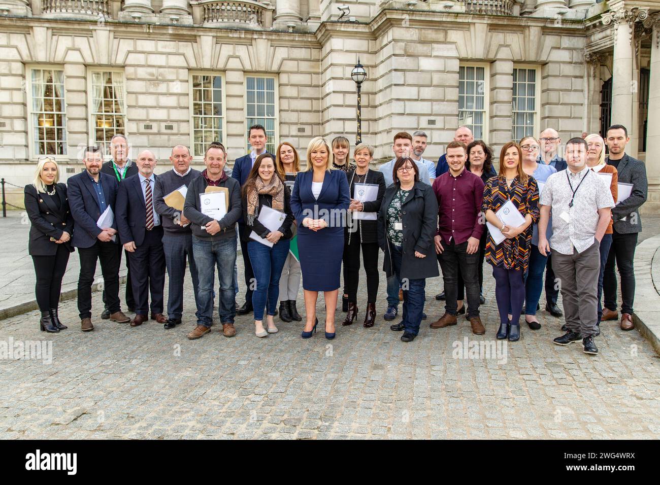 Hôtel de ville de Belfast, Belfast, Royaume-Uni 27 mars 2019. Sinn Fein Belfast candidats aux prochaines élections locales à Belfast. Chef adjoint du Sinn Fein mi Banque D'Images