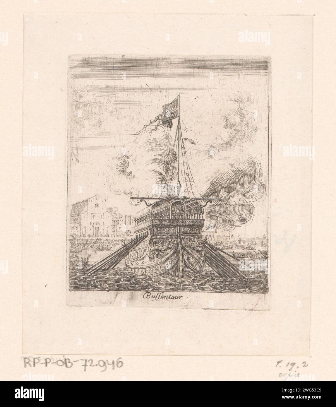 Face au navire de Bucentaur de Venise, Anonyme, Israël Silvestre, après 1631 - dans ou après 1691 impression. Copie papier gravure du portrait du navire Venise Banque D'Images