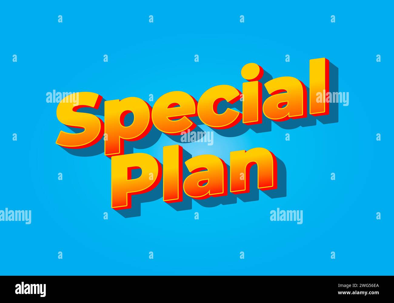Plan spécial. Conception d'effet de texte dans l'aspect 3D. Couleur jaune rouge. Fond bleu vif Illustration de Vecteur