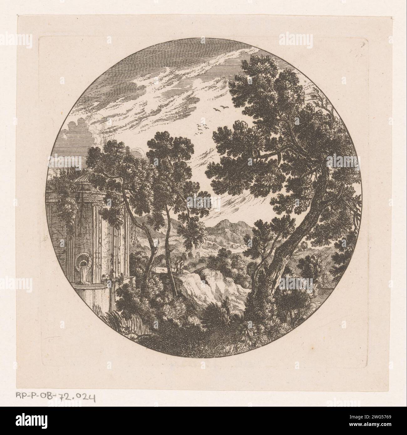 Paysage avec Bron, Nicolas Perelle, 1613 - 1695 papier imprimé gravure de paysages. eh bien Banque D'Images