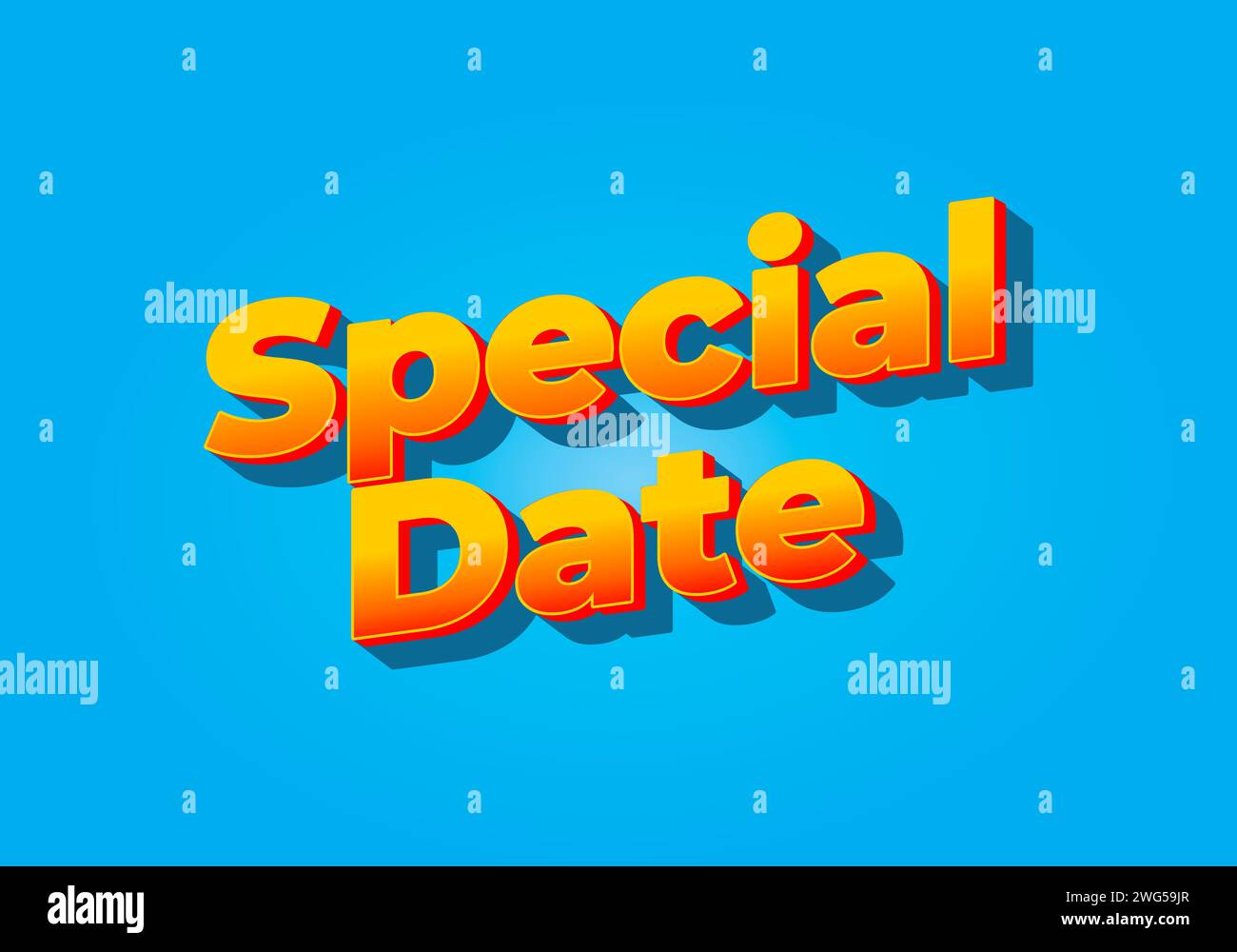 Date spéciale. Conception d'effet de texte dans l'aspect 3D. Couleur jaune rouge. Fond bleu vif Illustration de Vecteur