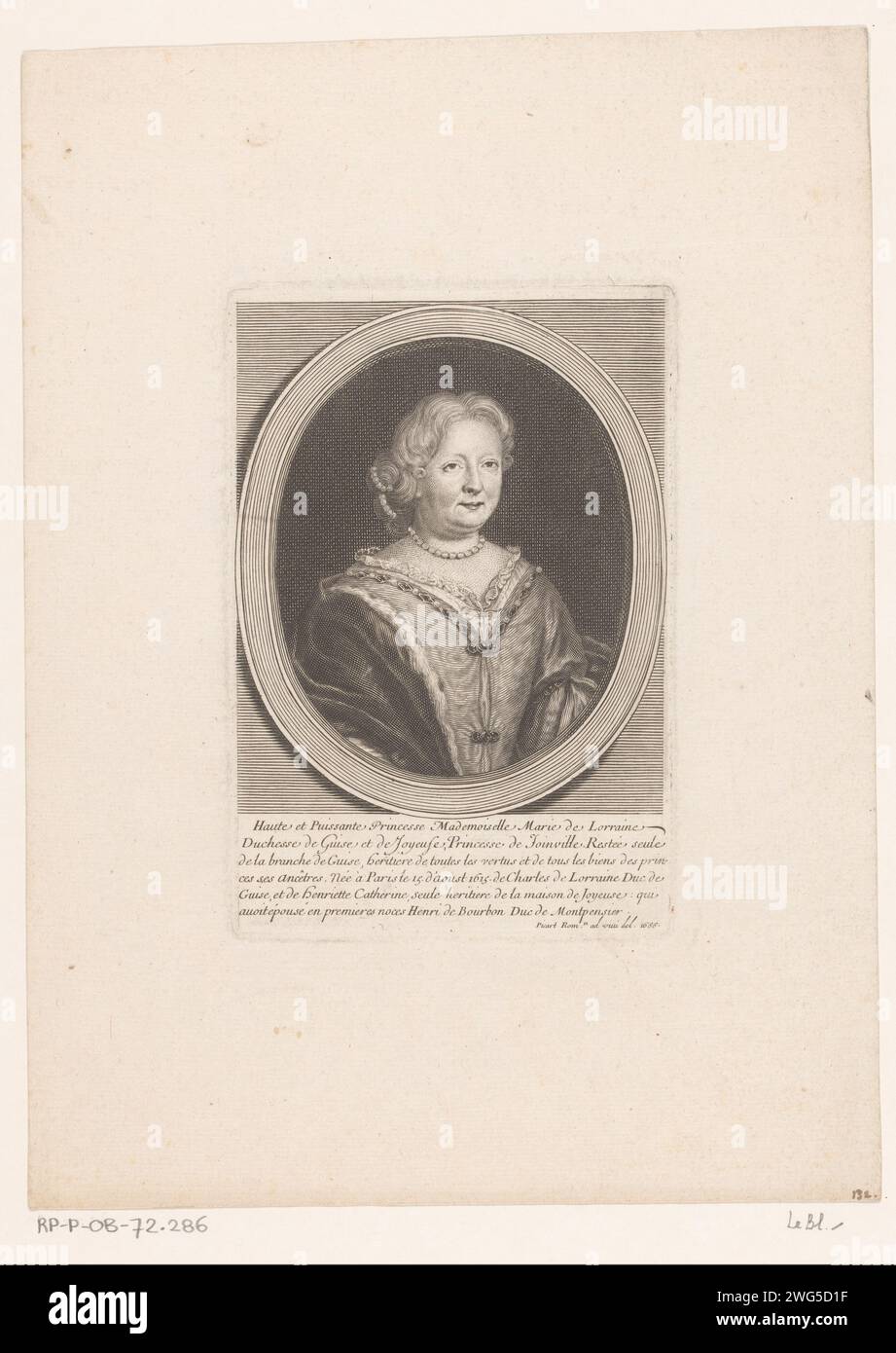 Portret van Marie de Lorraine de guise, Etienne Picart, 1686 impression sur papier gravure / gravure de personnages historiques. princesse Banque D'Images