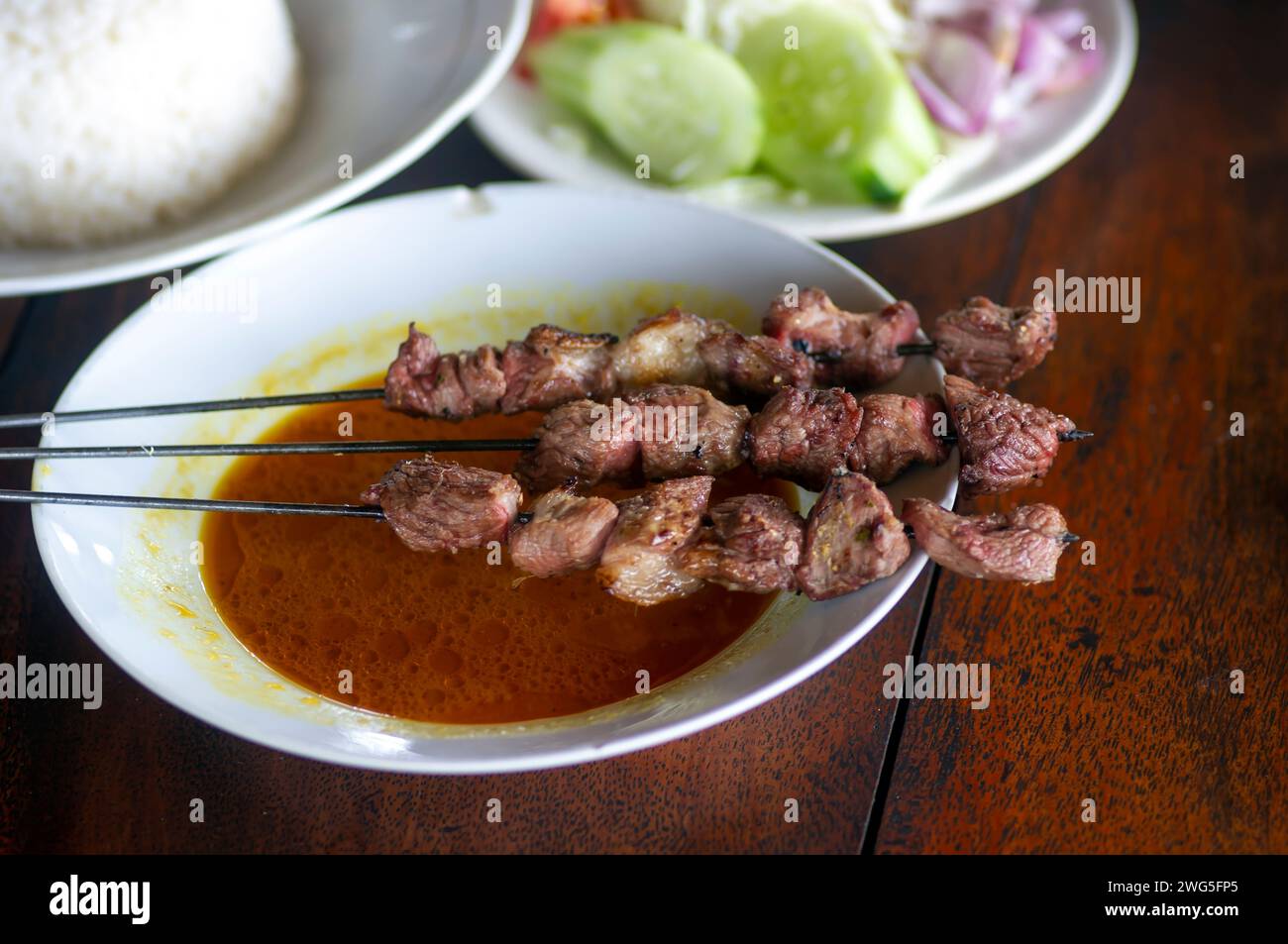 Sate Klathak ou Klatak Satay, un satay traditionnel de chèvre de Yogyakarta, Indonésie. Banque D'Images