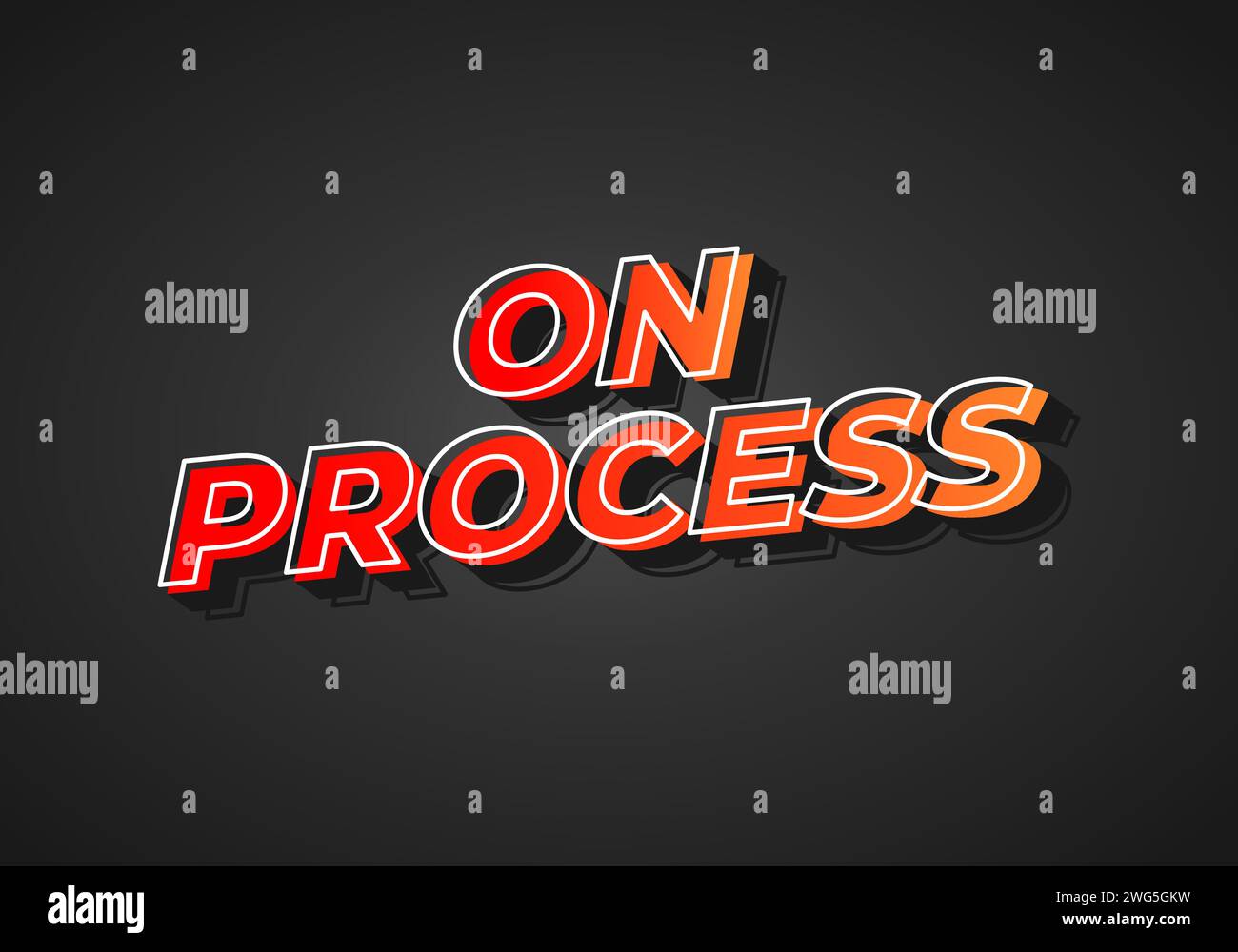 Sur le processus. Conception d'effet de texte dans l'aspect 3D. Dégradé rouge jaune. Arrière-plan sombre Illustration de Vecteur