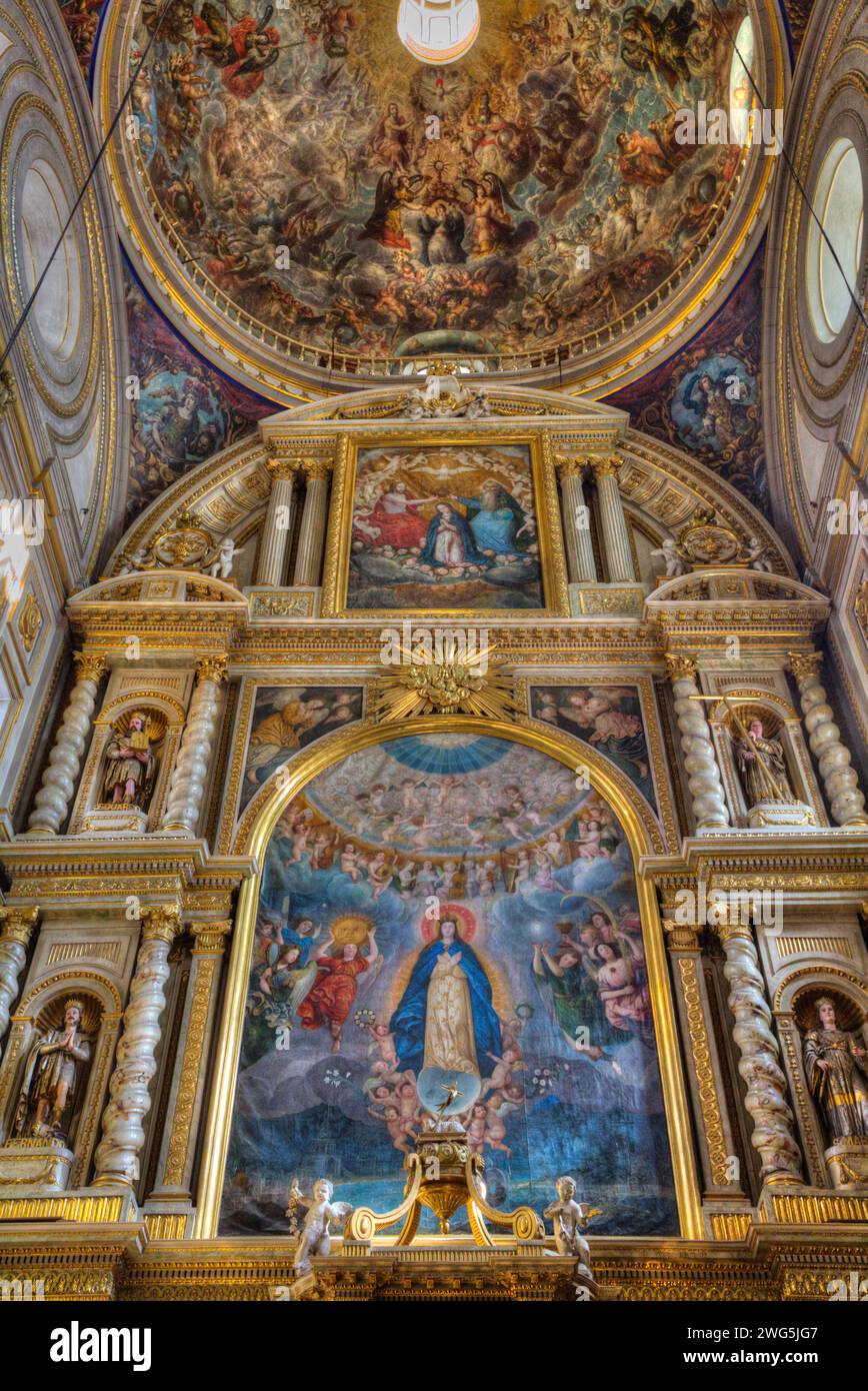 Autel, Cathédrale notre-Dame de l'Immaculée conception (1649), Centre historique, site du patrimoine mondial de l'UNESCO, Puebla, État de Puebla, Mexique Banque D'Images