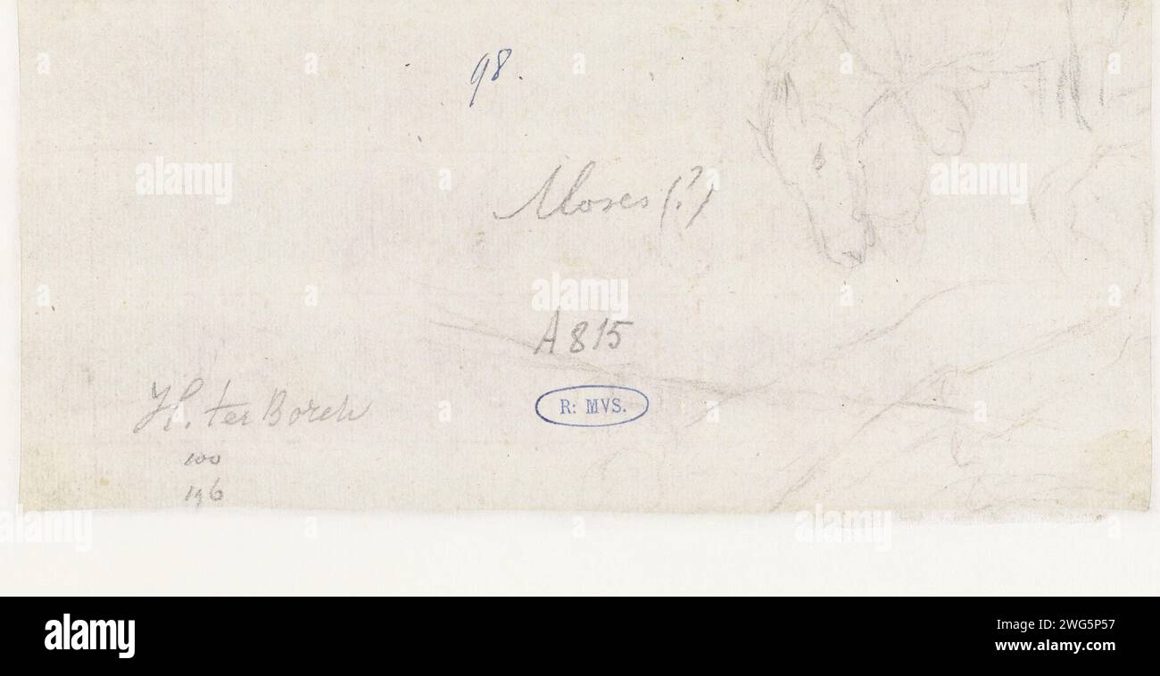 Croquis d'un cheval, c. 1660 - c. 1669 dessin papier Zwolle. craie Banque D'Images