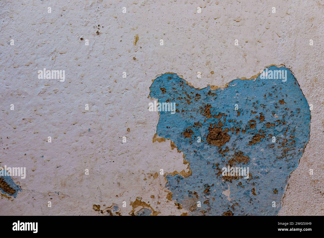 Macro photographie de la section d'un vieux mur avec la peinture pelée, dans une ferme dans les montagnes orientales des Andes du centre de la Colombie. Banque D'Images