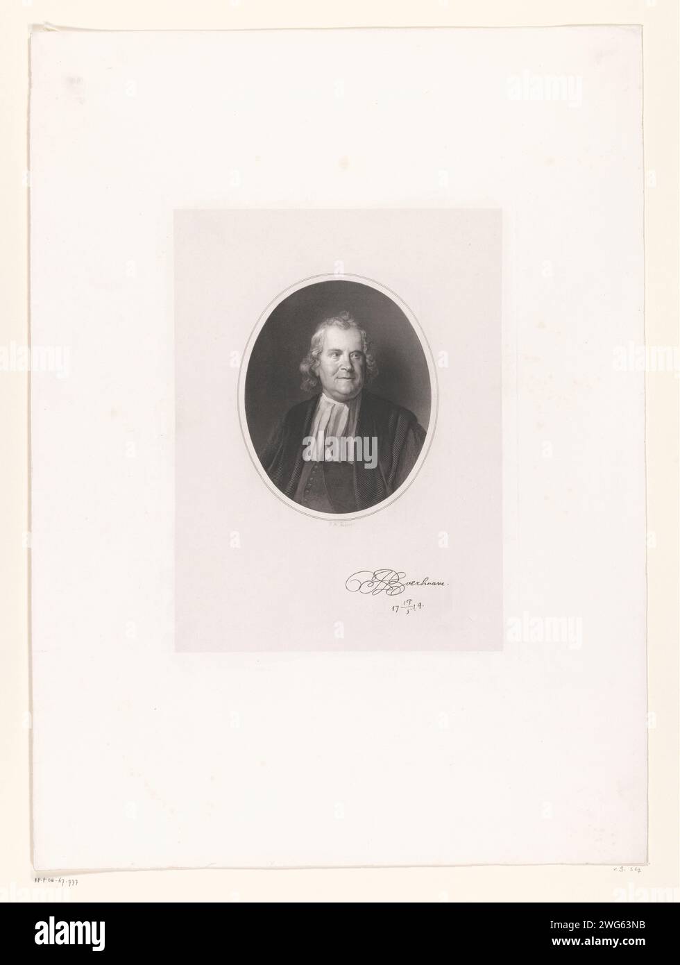 Portrait de Hermanus Boerhaave, Johann Wilhelm Kaiser (I), d'après Cornelis Troost, 1723 - 1900 tirage Portrait de Hermanus Boerhaave (1668-1738), médecin, professeur à l'Université de Leiden. papier. gravure / gravure homme adulte. homme sage Banque D'Images