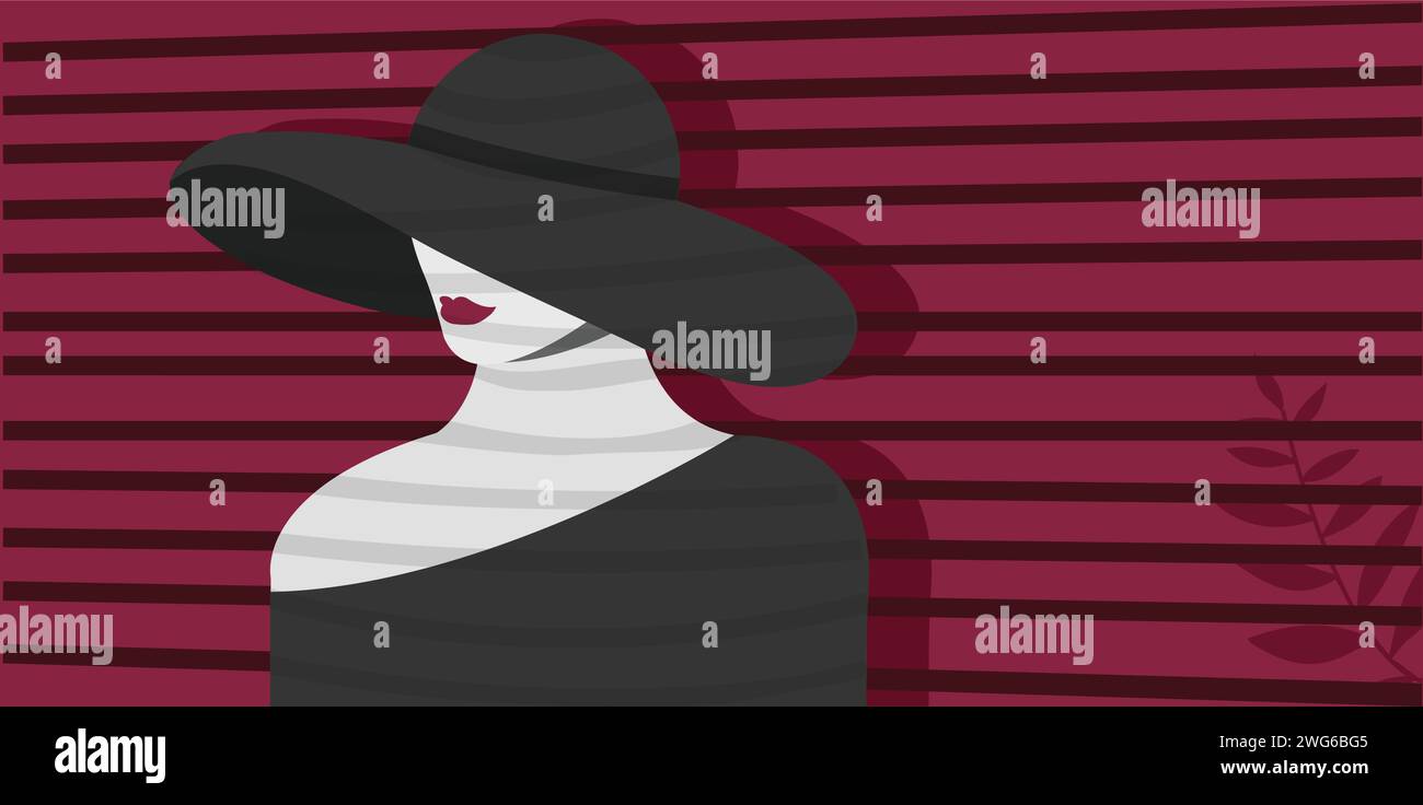 Femme portant illustration de chapeau élégant Illustration de Vecteur