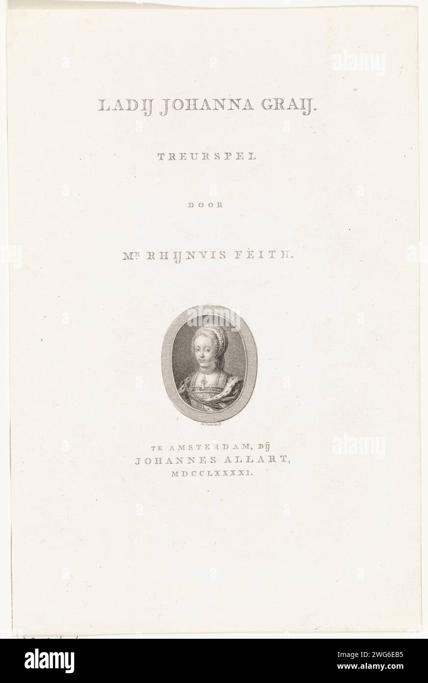Portrait de Lady Jane Gray, Reinier Vinkeles (I), 1791 tirages Amsterdam gravure sur papier / gravure Banque D'Images