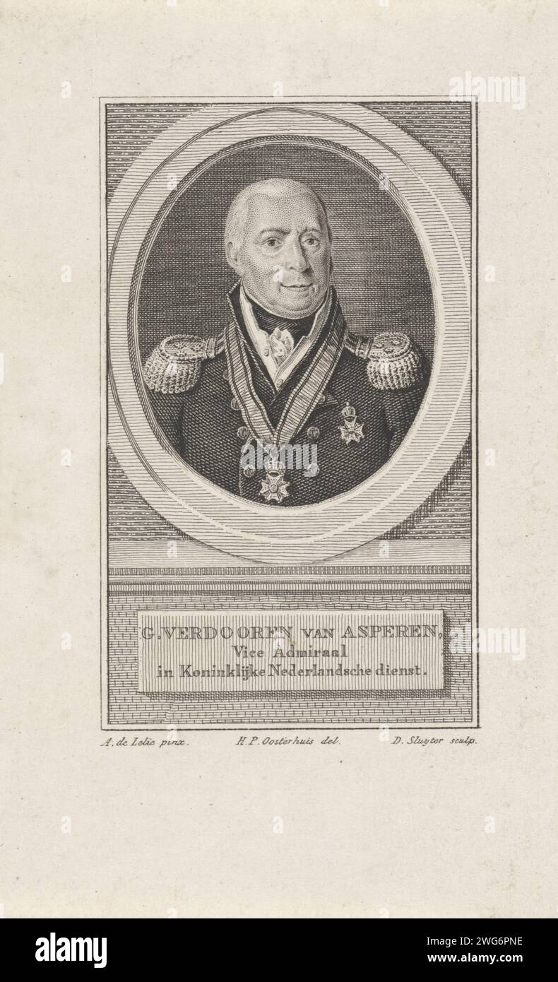 Portrait de Gerrit Verdooren van Asperen, Dirk Sluyter, d'après Adriaan de Lelie, d'après Haatje Pieters Oosterhuis, dans ou après 1815 gravure sur papier Amsterdam Banque D'Images