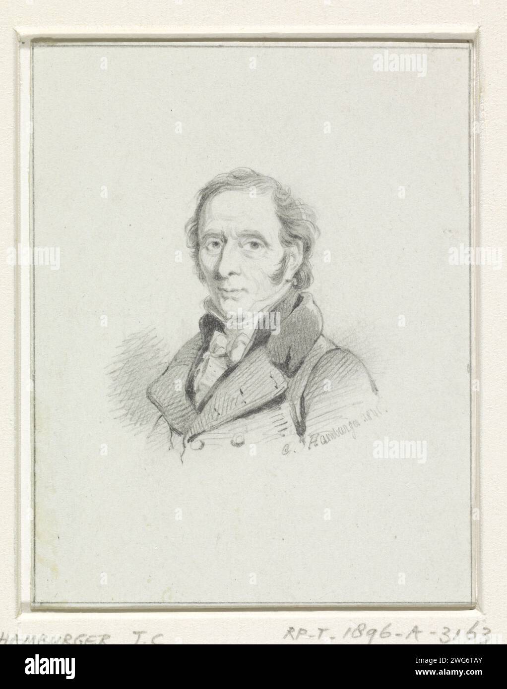Portrait d'Adriaan de Lelie, Coenraad Hamburger, 1846 papier à dessin. portrait au crayon, autoportrait de l'artiste. portrait, autoportrait de peintre. personnages historiques Banque D'Images