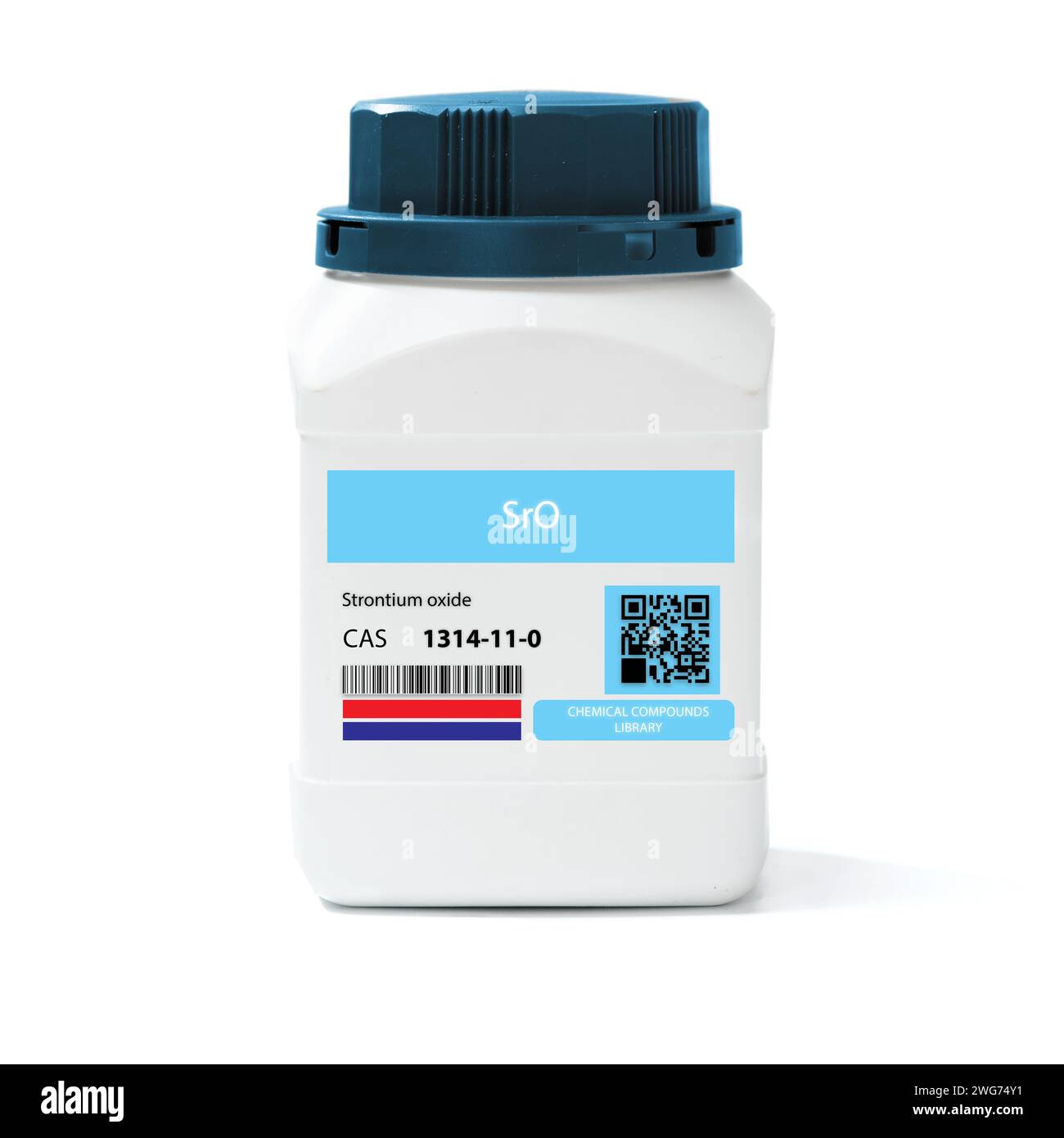 SRO - oxyde de strontium. Composé chimique. Numéro cas 1314-11-0 Banque D'Images