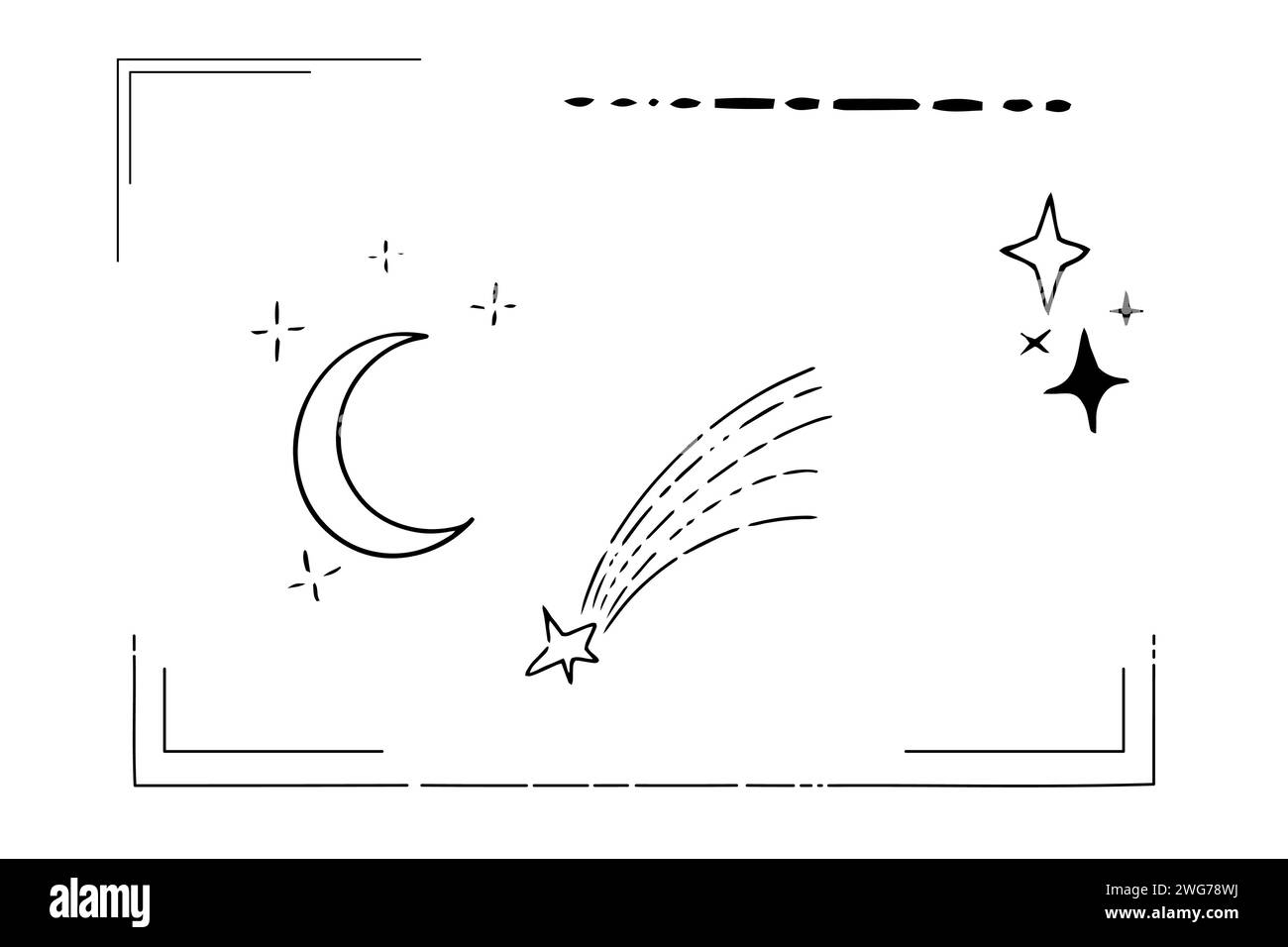 Définir étoile Sparkle silhouette ligne céleste cadres abstraits formes frontières isolées sur fond blanc. Collection éléments de design futuriste diviseurs hipster. Illustration vectorielle Illustration de Vecteur