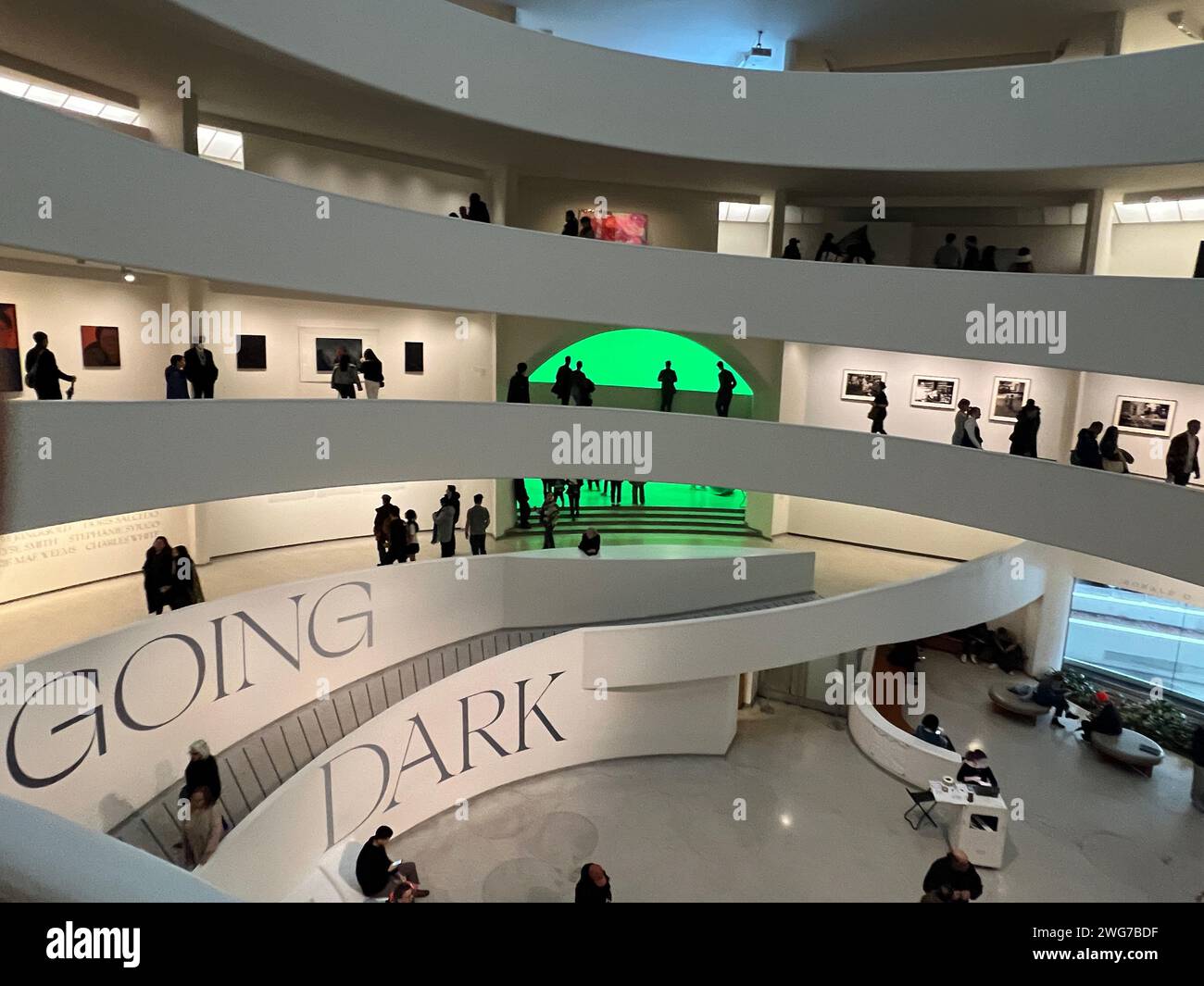 Going Dark : The Contemporary Figure at the Edge of Visibility présente des œuvres d’art qui présentent des figures partiellement obscurcies ou cachées, les positionnant ainsi au « bord de la visibilité ». Musée Guggenheim à New York. Banque D'Images