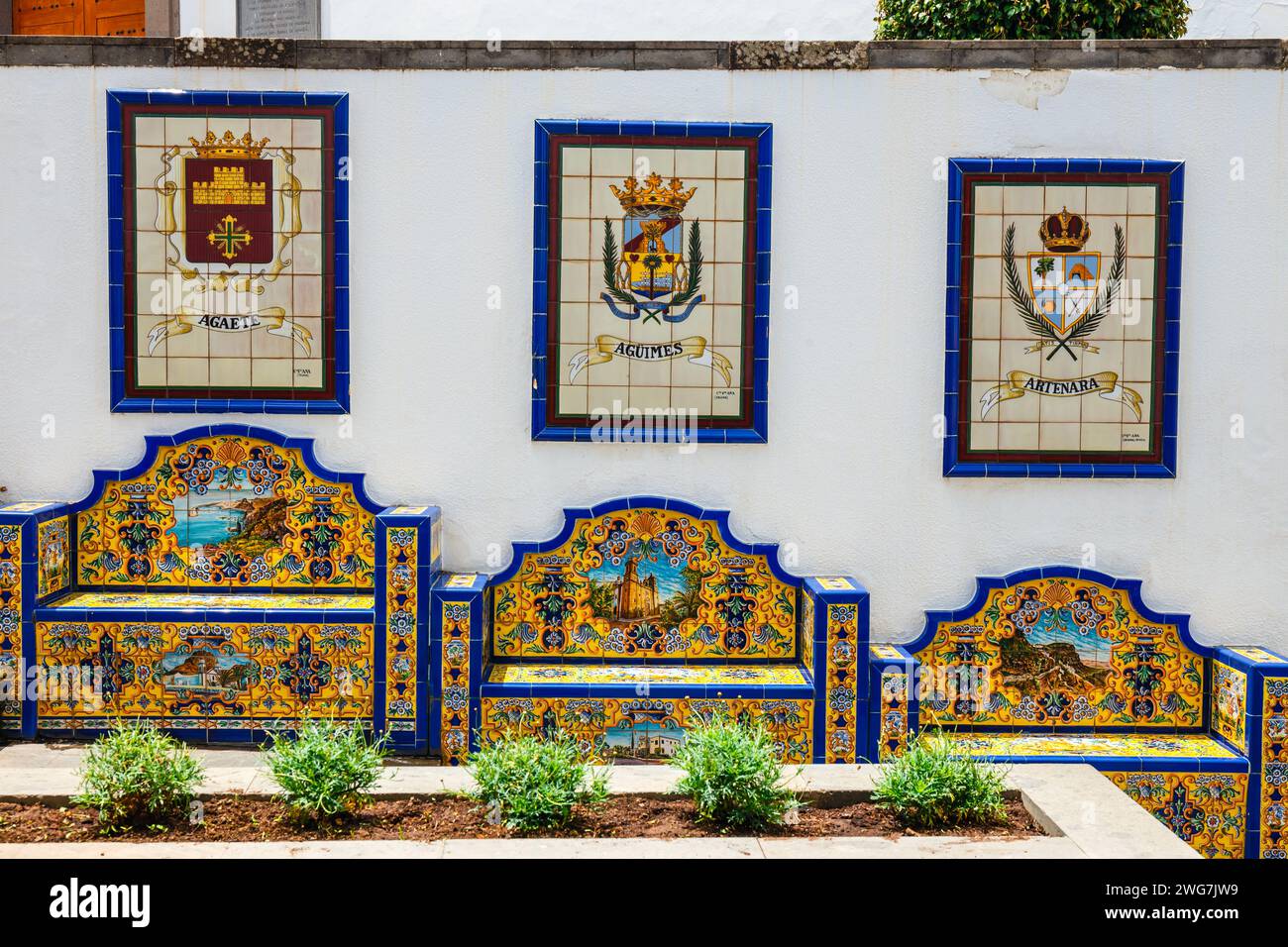 Célèbre rue Paseo de Canarias sur Firgas, Gran Canaria, îles Canaries, Espagne Banque D'Images