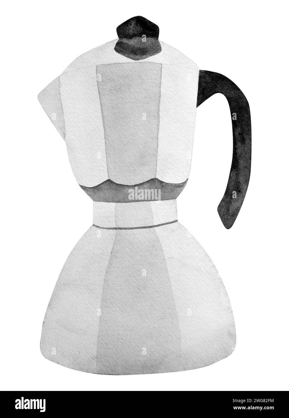 Illustration aquarelle dessinée à la main avec cafetière Geyser au format Banque D'Images
