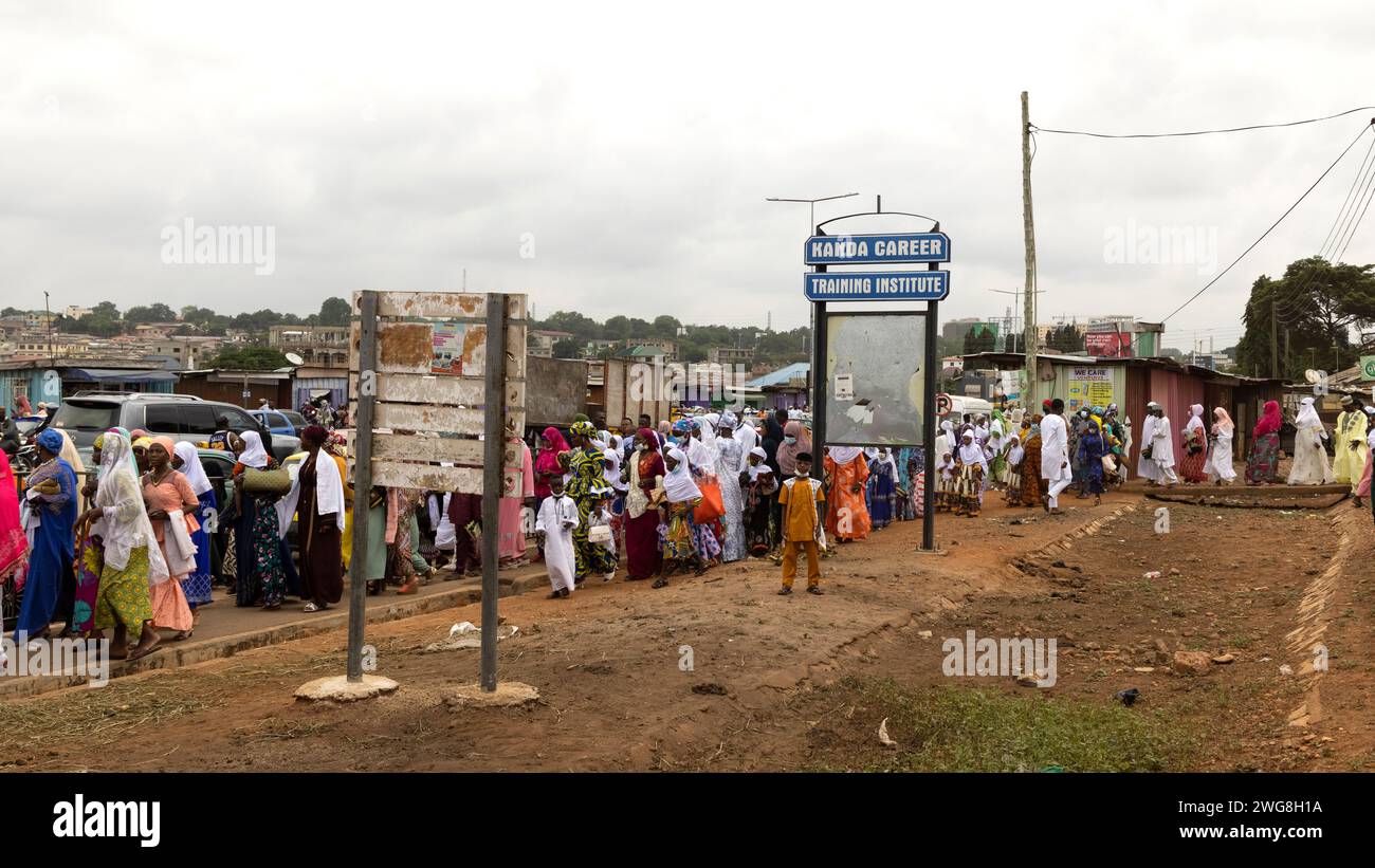 Accra Eid al Adha Festival du sacrifice quittant la prière du matin. Festival EID al Adha Accra Ghana. Sacrifice animal pour mettre fin au mois sacré de Ramadan de l'Islam. Banque D'Images