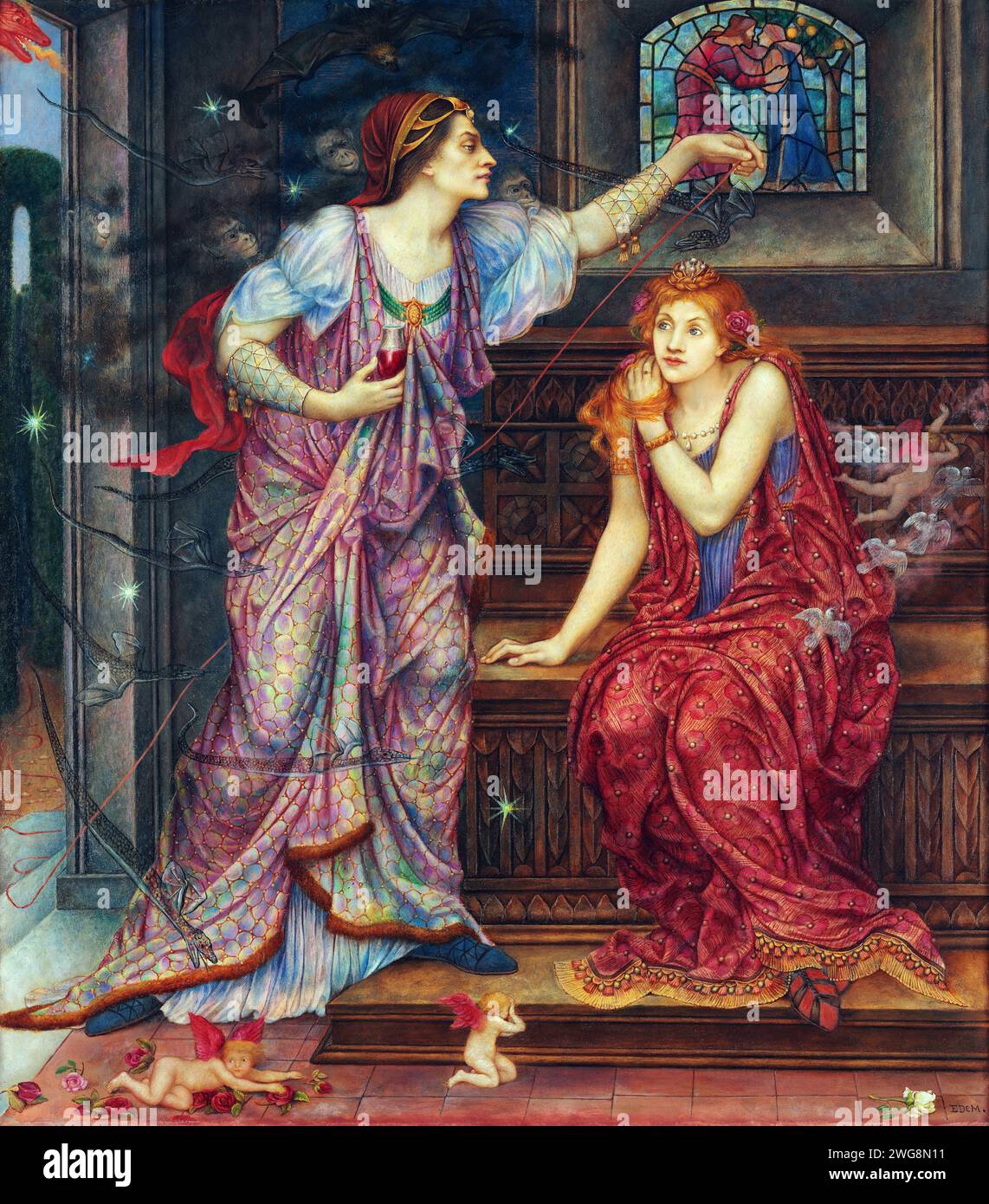 Reine Eleanor et Fair Rosamund, peinture par Evelyn de Morgan Banque D'Images