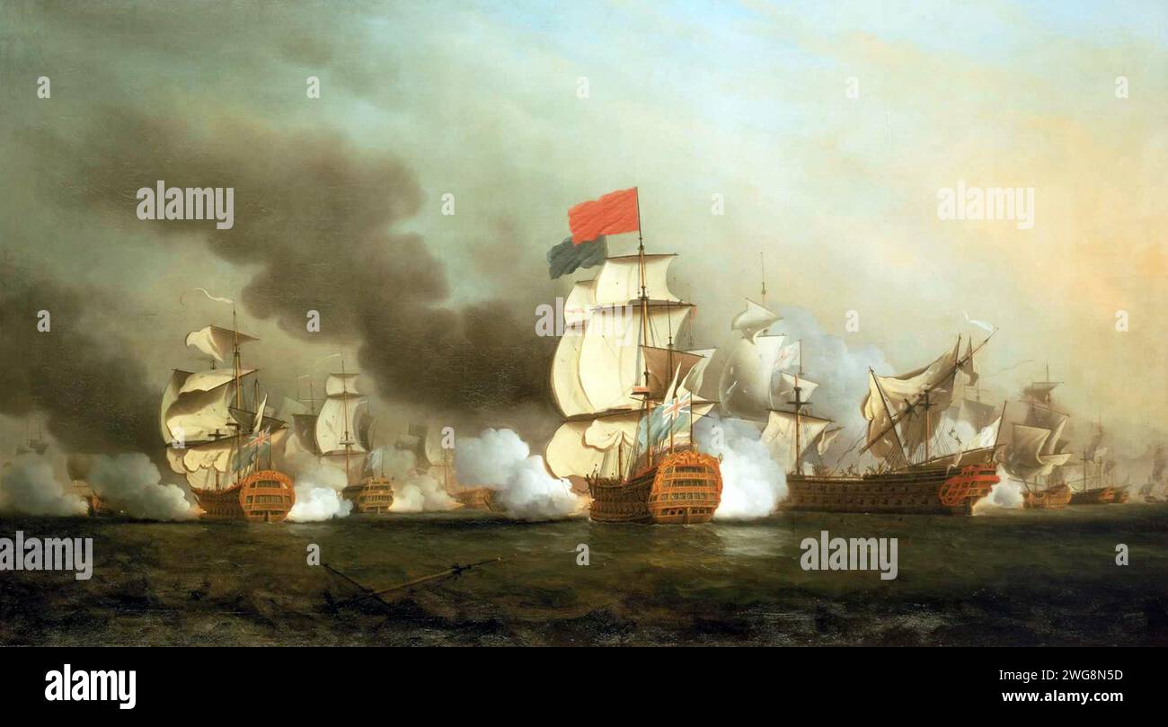 Victoire d'Anson à la première bataille du cap Finisterre en mai 1747 pendant la guerre de succession d'Autriche Banque D'Images