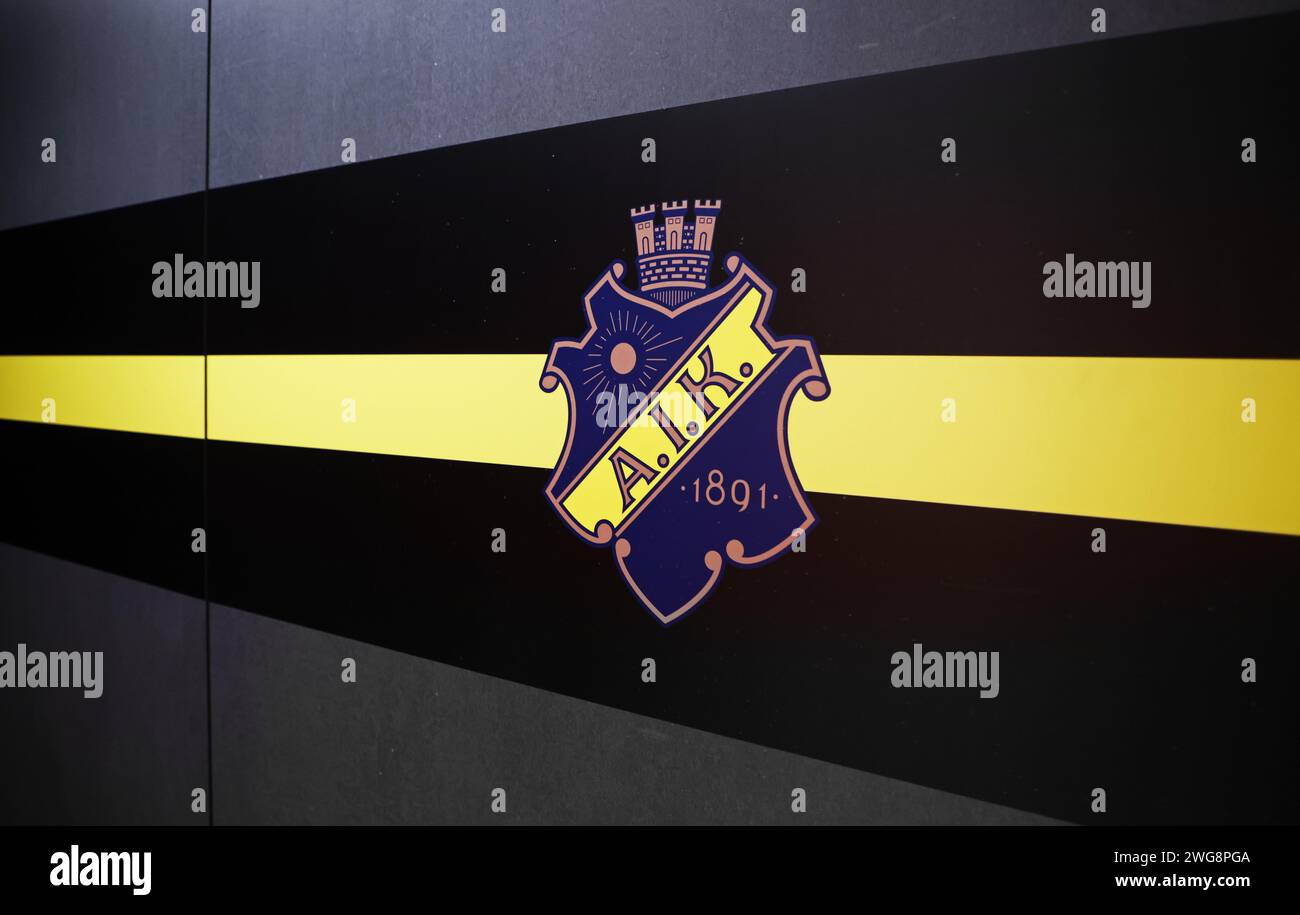 Logo AIK, Friends Arena, Stockholm, Suède. Banque D'Images