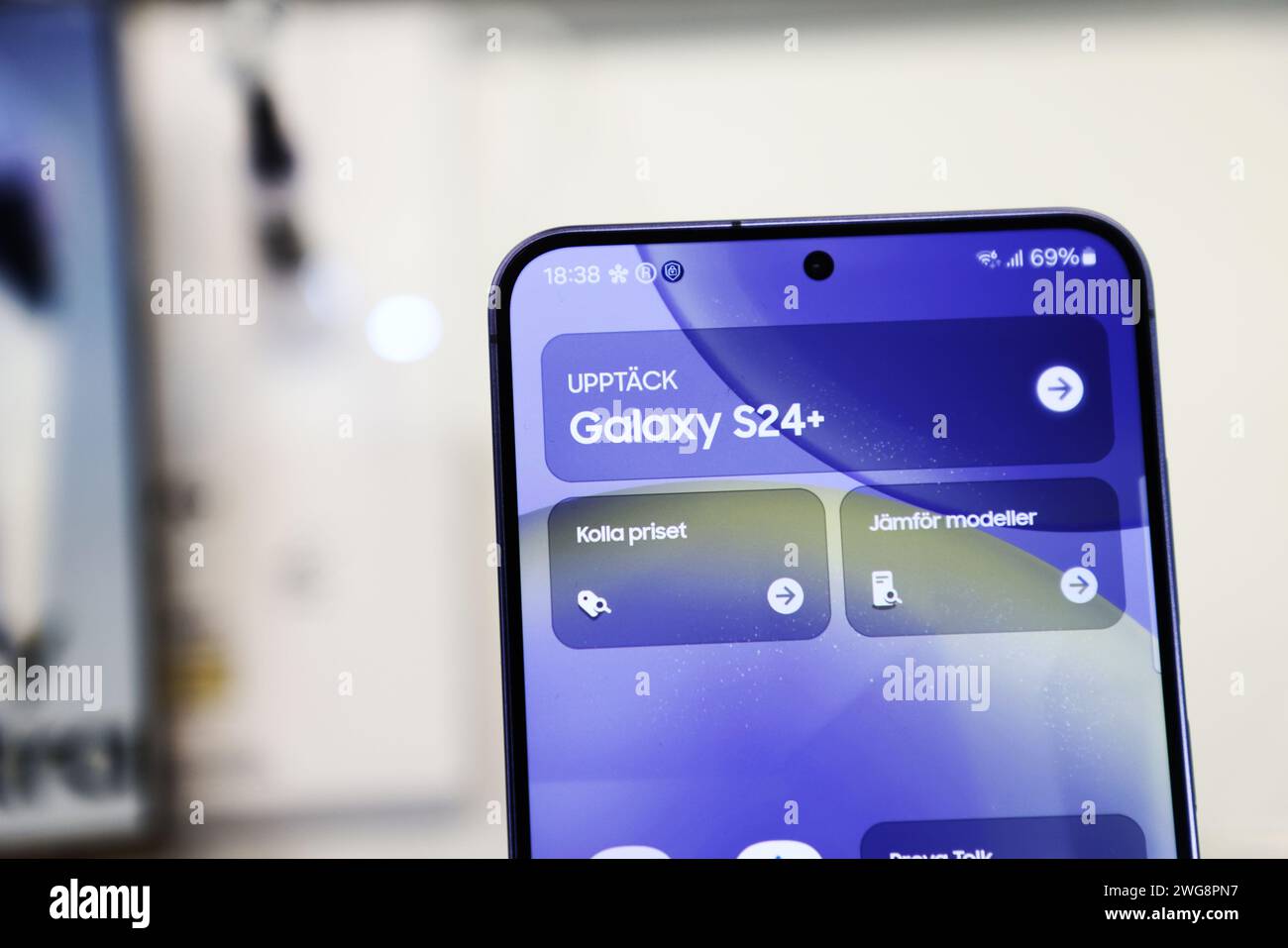 Samsung Galaxy S24 dans un magasin, Westfield Mall of Scandinavia, Stockholm, Suède. Banque D'Images